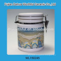 Elegant ceramic seal pot with wedding figurine